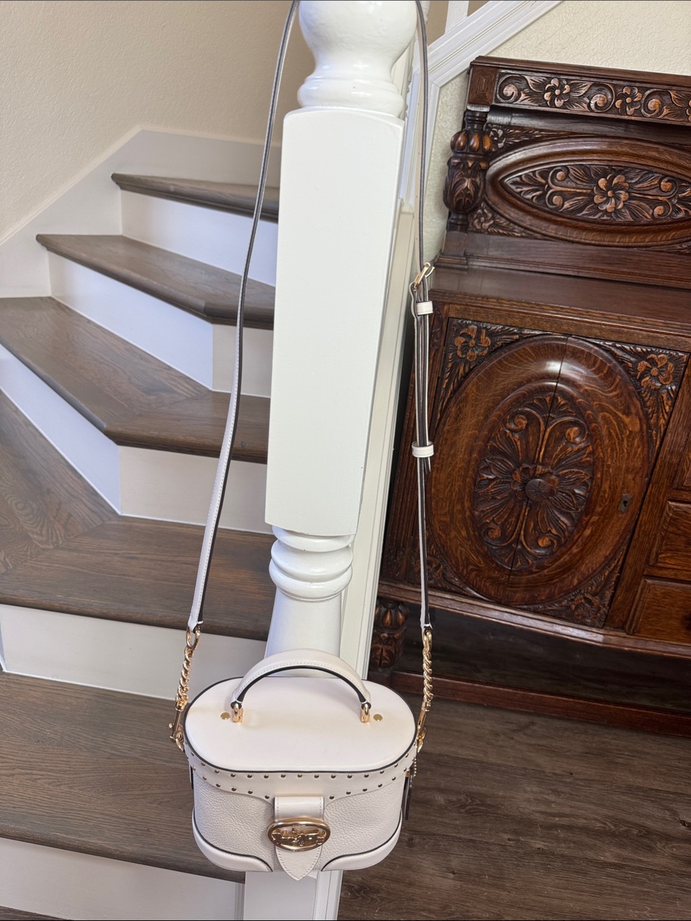 Coach Georgie Kay  Elegant Chalk Cream Leather Top Handle Purse. - Picture 13 of 14